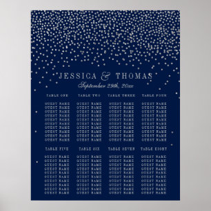 Poster Marinho Azul & Glam Silver Confetti Sentado