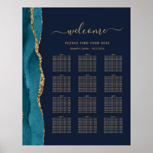 Poster Marinho Azul-Mesa-Dourada--Agate-Teal