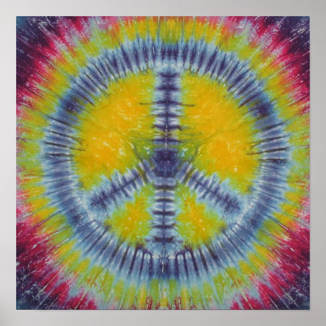 Póster Marinho Azul - Sinal de Paz - Tie Dye (Frente)
