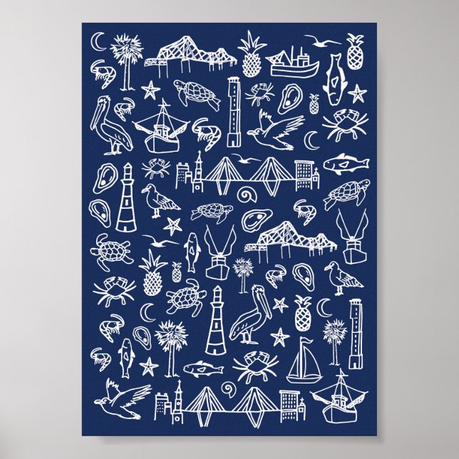 Poster Marinho Blue Charleston Toile Mini (Frente)