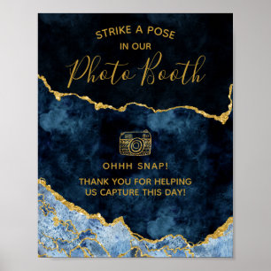 Poster Marinho Blue Gold Foto do Agate Booth Sinal de Cas