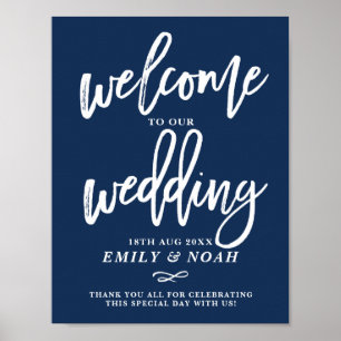 Poster Marinho Blue Rustic Hand Lettering Welcome