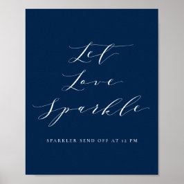 Poster Marinho Blue Script Let Love Sparkle Weds