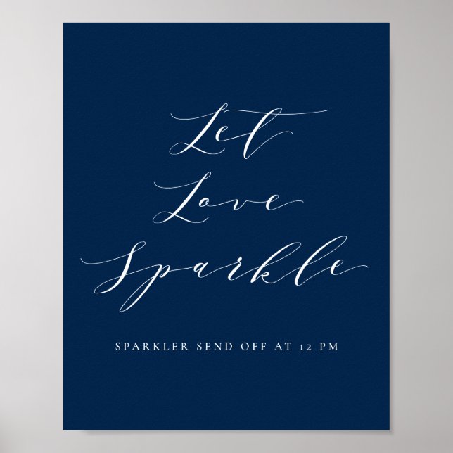 Poster Marinho Blue Script Let Love Sparkle Weds (Frente)