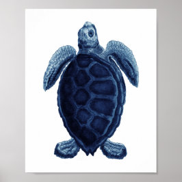 Poster Marinho Blue Sea Turtle Beach Bathroom Decore
