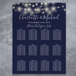 Poster Marinho Blue String Lights Weding Seating Chart