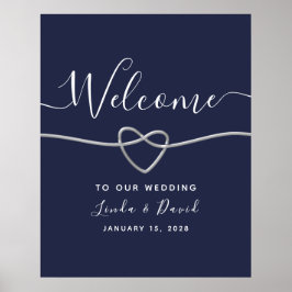 Poster Marinho Blue Wedding Welcome