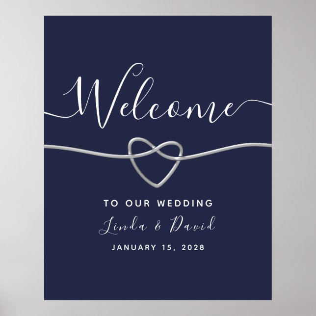 Poster Marinho Blue Wedding Welcome (Frente)