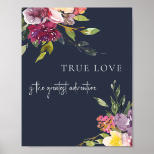 Poster Marinho Blush Burgundy Floral True Love Adventure