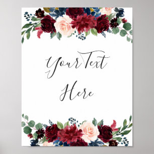 Poster Marinho Borboleta Floral Personalizada