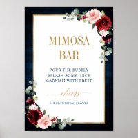 Marinho Borgonha Blush Floral Dourado Mimosa Poste