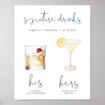 Poster MARINHO CAITLIN Aquarela Cocktail Signature Beber<br><div class="desc">Esta placa de bebida de assinatura apresenta uma fonte azul marinho manuscrita escondido e um design minimalista moderno. Os gráficos de aquarela são feitos à mão e 15 bebidas populares são incluídas nesta lista. Clique no botão 'editar usando a ferramenta design' na seção de personalização para ver as bebidas incluídas....</div>