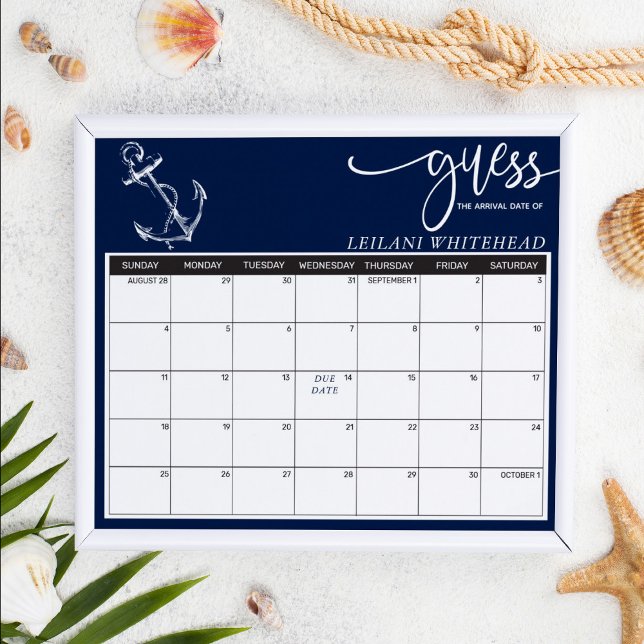 Poster Marinho de Âncora Náutica Chá de fraldas de Previs (Criador carregado)