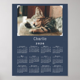 Poster Marinho de calendário Pet Photo e Name 2026 Person