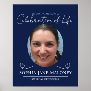 Poster Marinho de fotografia oval do funeral do serviço d