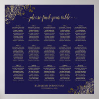 Marinho de Gráfico de Casamento de Mesa Lacy Doura