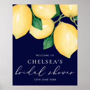 Poster Marinho de Lemons de Aquarela Boas-vindas