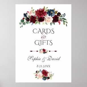 Poster Marinho de Merlot Blue Floral Cards & presentes Ca