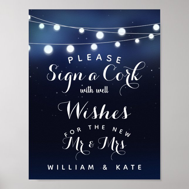 Póster Marinho de raios Assinar uma festa/casamento de Co (Frente)