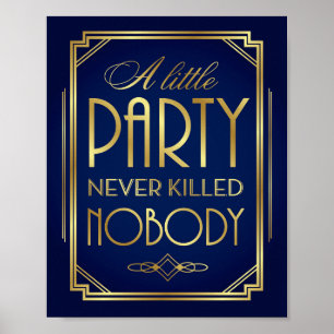 Poster Marinho Dourado Art Deco A PEQUENO Sinal DE FESTA