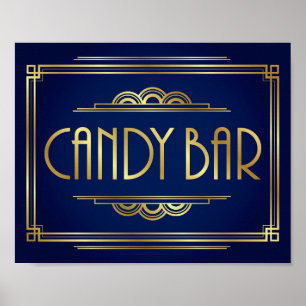 Póster Marinho Dourado Arte Deco CANDY BAR