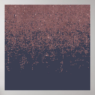 Poster Marinho Dourado Rosa brilhante Ombro Azul