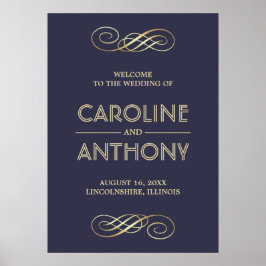 Poster Marinho Elegante Azul | Sinal de boas-vindas do ca