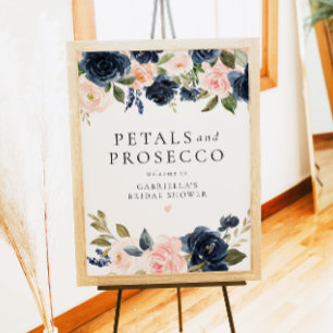 Poster Marinho Elegante Blush Petals & Chá de panela Pros