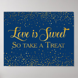 Poster Marinho Faux Dourado Glitter Confetti Casamento De