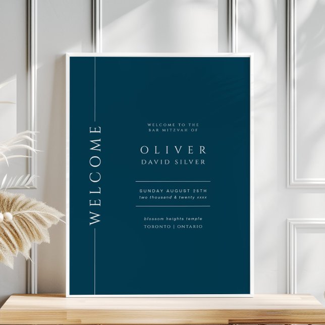 Poster Marinho Moderno - Bar Azul Mitzvah - Sinal de boas (Criador carregado)