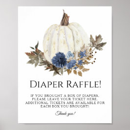 Poster Marinho Pumpkin Floral Fralda Raffle Azul Queda Az