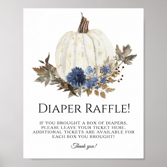 Poster Marinho Pumpkin Floral Fralda Raffle Azul Queda Az (Frente)