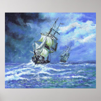 Póster Marinho Real fragmenta a Costa Francesa de 1812