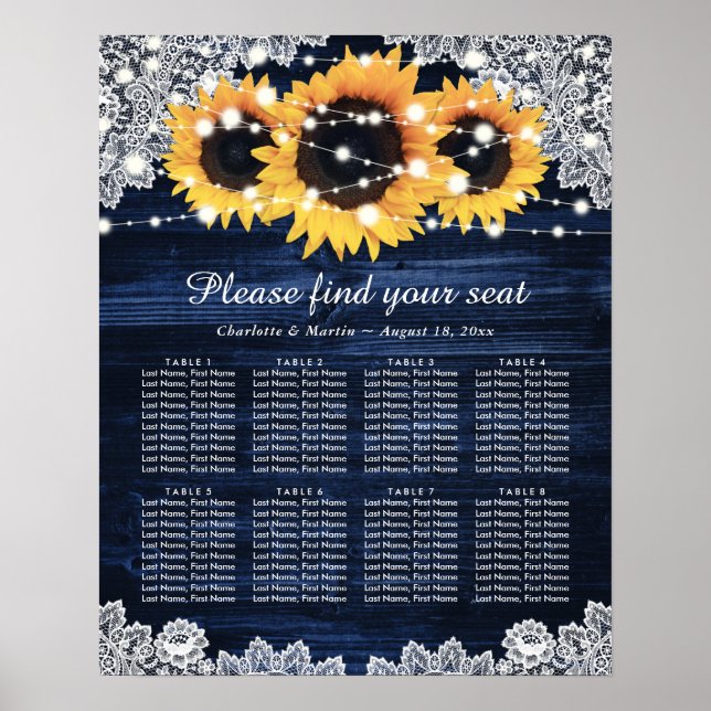 Poster Marinho Russo Blue Sunflower Sating Chart 8 (Frente)