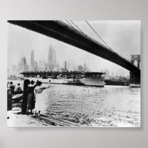 Póster Marinho Vintage USS Langley New York NY