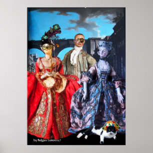 PÓSTER MARIONETAS ITALIANAS ANTIGAS FESTA À FANTASIA MÁSC