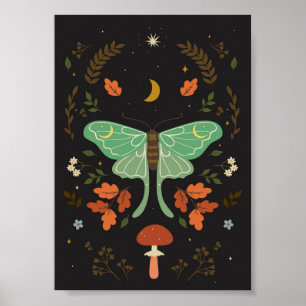 Poster mariposa no estilo boho.
