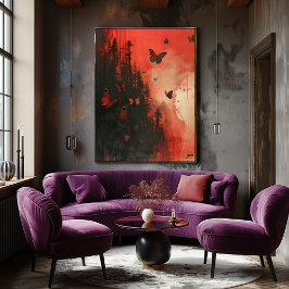 Póster Mariposas de Luna Sangrienta: Vuelo Surrealista.