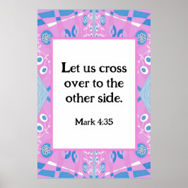 Poster Mark 4:35 Bohemian Chintz Illustration Pink Blue