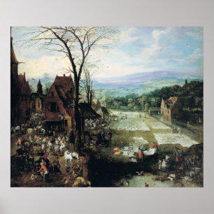 Póster Market and Bleaching Ground, 1620-22