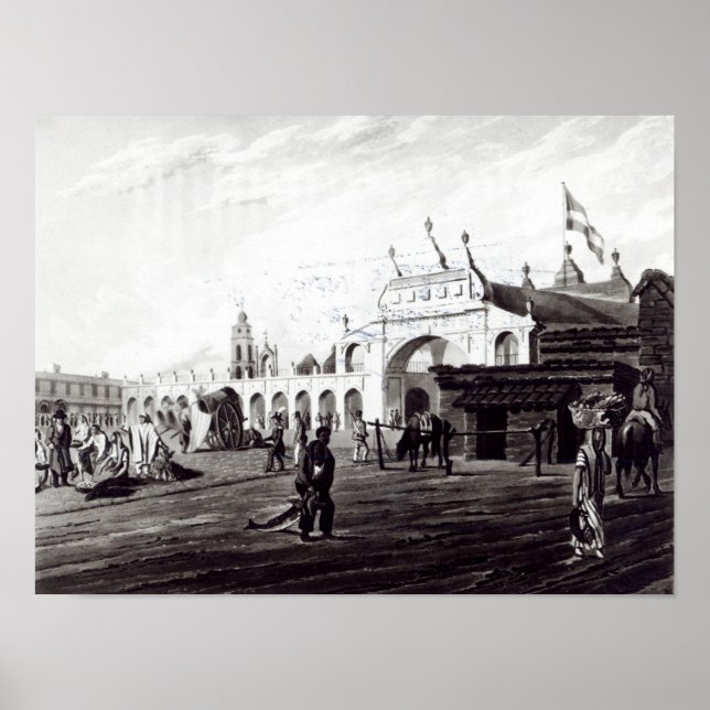 Poster Market Place, gravado por Daniel Havell 1820 (Frente)