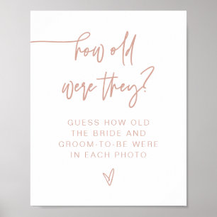 Poster MARLO Blush Moderno Rosa Quantos Anos Tinham Sinal