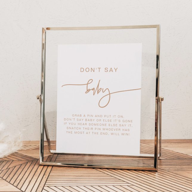 Poster MARLO Boho Earth Toned Beige Don't say Baby Sign (Criador carregado)