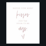 Poster MarLO Dusty Rosa Quantos Kisses Jogo de Bridal<br><div class="desc">Este modelo de jogos de chá de panela apresenta uma fonte moderna escrita à mão e um design minimalista com uma combinação de rosa poeirento cor-de-rosa-boho e cor branca. Perfeito para seu chá de panela minimalista,  boêmico,  contemporâneo ou moderno.</div>