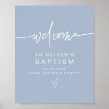 MARLO Modern Boho Dusty Blue Baptism Bem-vindo