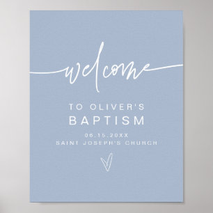 Poster MARLO Modern Boho Dusty Blue Baptism Bem-vindo