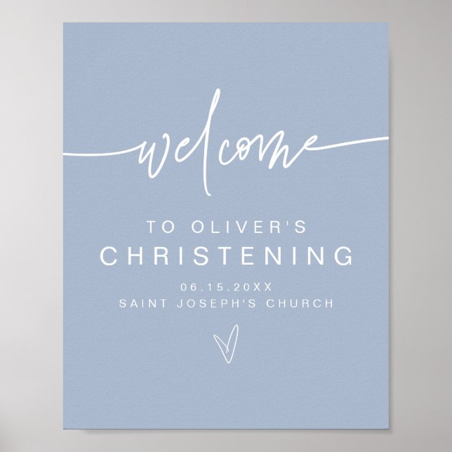 Poster MARLO Modern Boho Dusty Blue Christening (Frente)