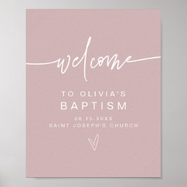 Poster MarLO Modern Boho Dusty Rosa Baptism Bem-vindo