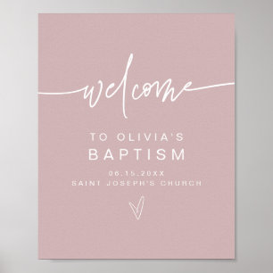 Poster MarLO Modern Boho Dusty Rosa Baptism Bem-vindo