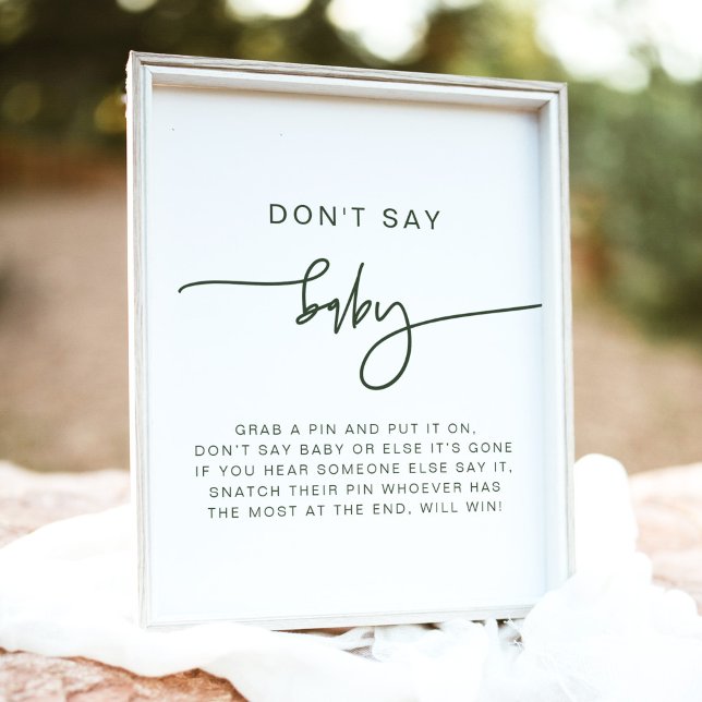 Poster Marlo Modern Boho Forest Green Não diga sinal de b (Criador carregado)